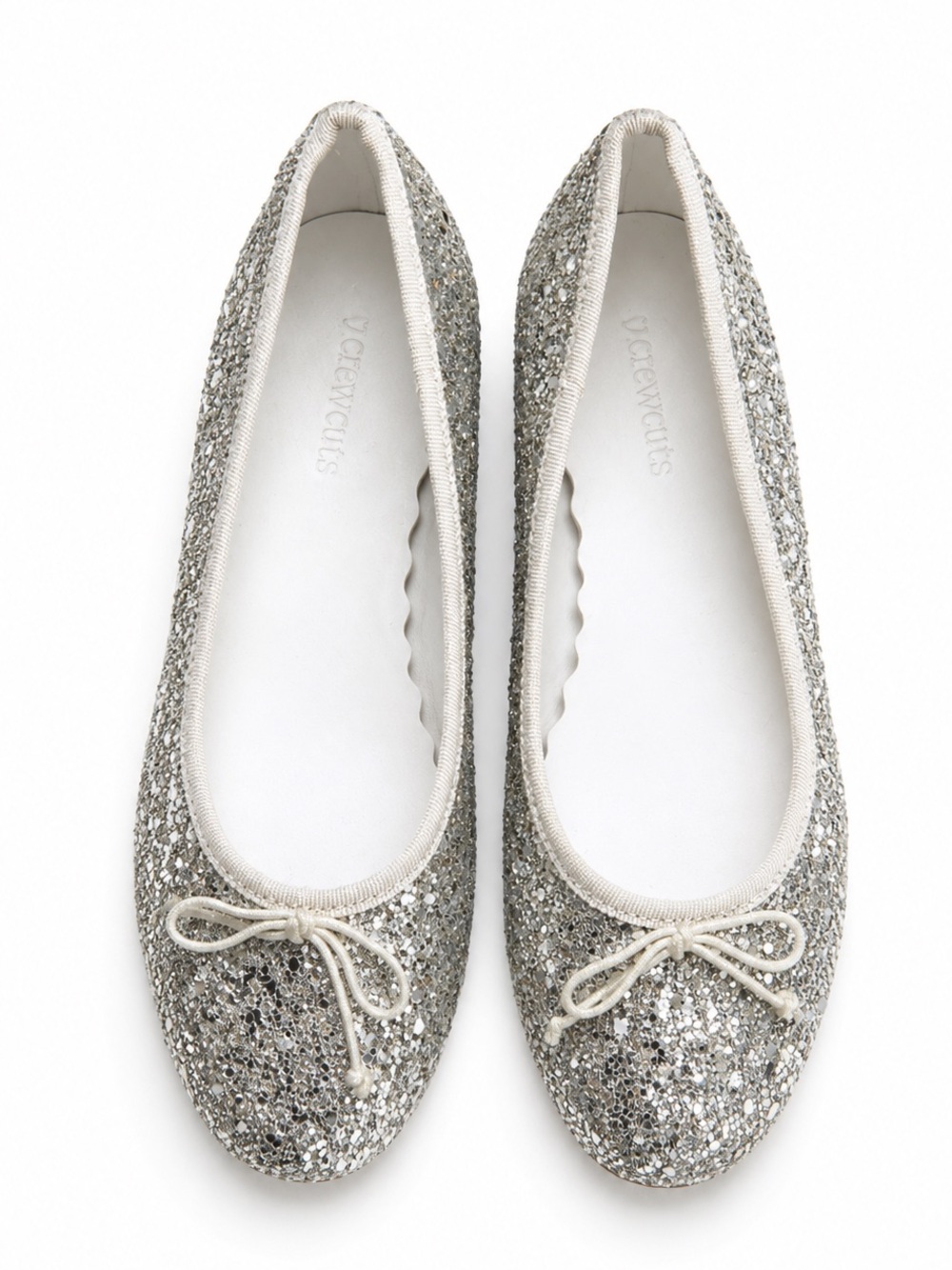 J. Crew Crewcuts Silver Glitter Ballet Flats Block Heel Girls Size 1